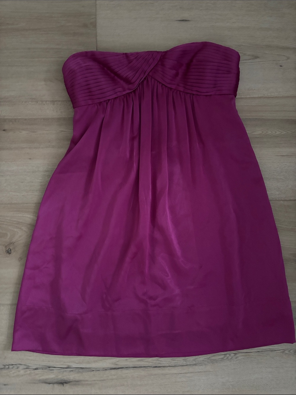 BCBG Strapless Fuchsia Pleated Bodice Cocktail Dress